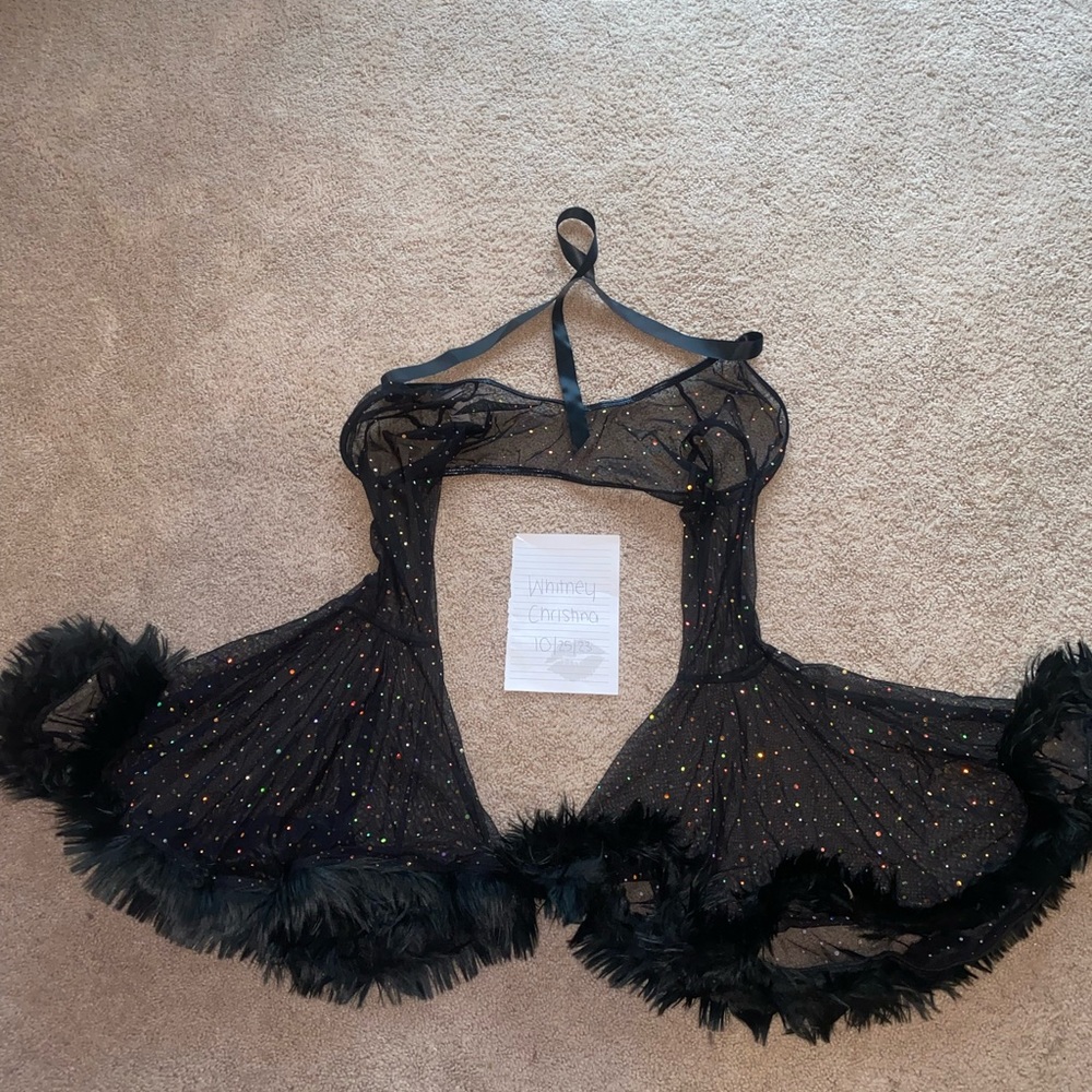 COPY - J. Valentine Black Dotted Fur Trim Shrug